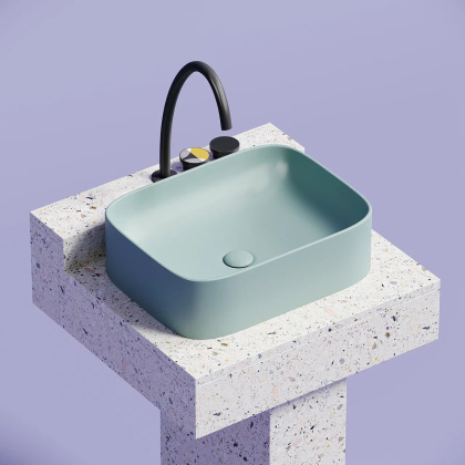 Умывальник чаша накладная прямоугольная (цвет Зеленый Матовый) Element 505*380*150мм