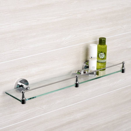 Полка стеклянная с бортиком Rhein, 50х5,5х12,5 см, хром, K-6244