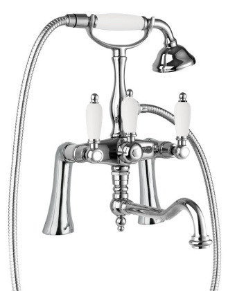 FIRST-PBV2-02-M Смеситель на борт ванны с повортным изливом и ручным душем Исполнение: Бронза, Ручки: Металл 