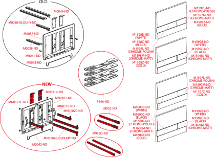Кнопка управления для скрытых систем инсталляции, золотой Кнопка управления для скрытых систем инсталляции, золотой