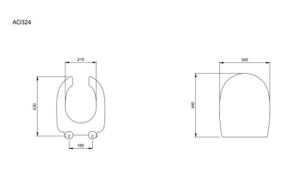 Сидение-крышка для унитаза с отверстием спереди глянцевый белый, A0324-001, шт