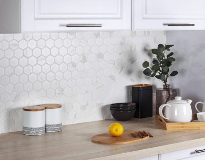 Керамическая мозаика, Hexagon Small Carrara Matt 51x59, Geometry