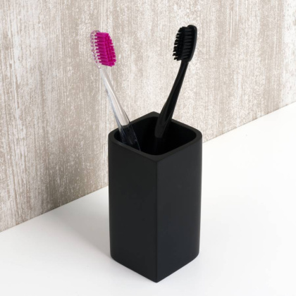 Стакан для зубных щеток Elba, 6,6х11,2х6,6 см, черный, K-2728