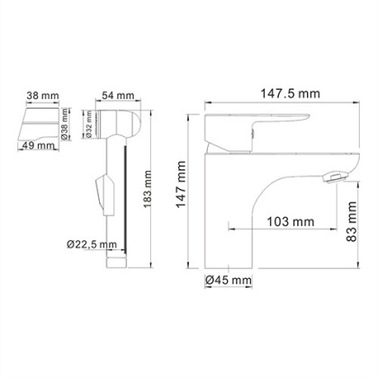 Leine 3508 Смеситель для раковины с гигиенической лейкой Wasserkraft Leine 3508 Смеситель для раковины с гигиенической лейкой Wasserkraft
