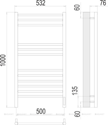 Полотенцесушитель Terminus Аврора П12 500х1000 электро Полотенцесушитель Terminus Аврора П12 500х1000 электро