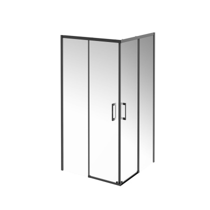 Душевой уголок vetro, раздвижной, квадратный, 100х100х195, матовый черный  Душевой уголок vetro, раздвижной, квадратный, 100х100х195, матовый черный