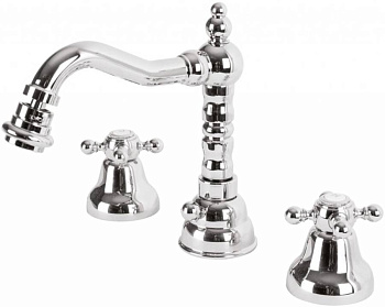 GOLF-BBS2-02 Смеситель на биде  на три отверстия  с донным клапаном бронза, ручки бронза