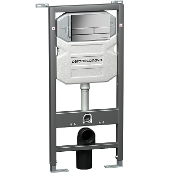 Система инсталляции для унитазов CERAMICANOVA Envision с кнопкой смыва Flat цвет хром матовый, креплениями, арт. CN1002M