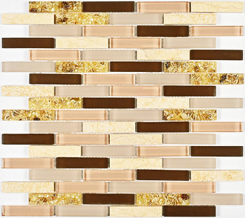 Мозаика стеклянная с камнем Shell Stone (чип 8*15*73) 300*300(11шт.-0.99м2), м2
