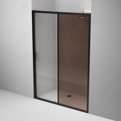 W90G-140-1-195BBr Gem Solo Дверь душевая 140х195, стекло бронзовое, профиль Черный матовый