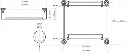 Стеклянная полка Bemeta Retro 144102127 двойная с бортиком бронза