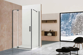 Душевой уголок Extra VSR-1E101190CLGM, 1000/1100*900, вороненая сталь, стекло прозрачное