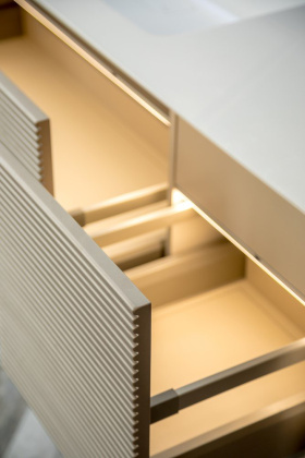 MINIMAL Тумба 120см цвет DELMAR фасад рифленый (2 ящика) с инт. подсветкой 898-120-D Boheme