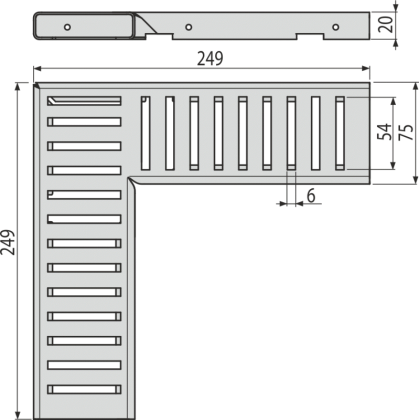 Решетка для дренажного углового желоба 75 мм, оцинкованная сталь