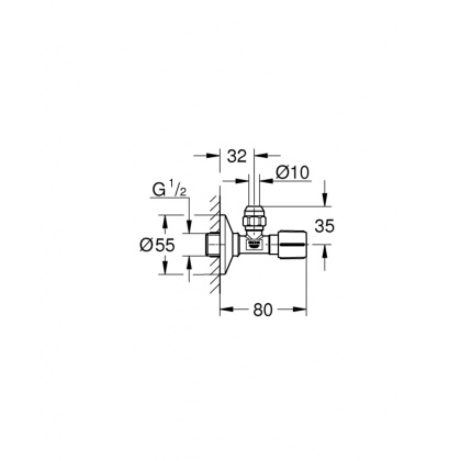 Вентиль угловой GROHE 1/2″-3/8″ для подключения смесителей, хром (22037000) Вентиль угловой GROHE 1/2″-3/8″ для подключения смесителей, хром (22037000)