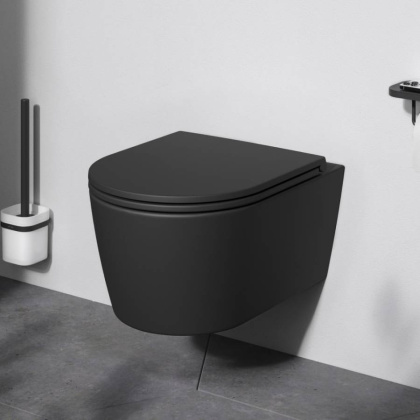 C8F1700MBSC Func подвесной унитаз 49 см FlashClean с сиденьем микролифт, черн мат