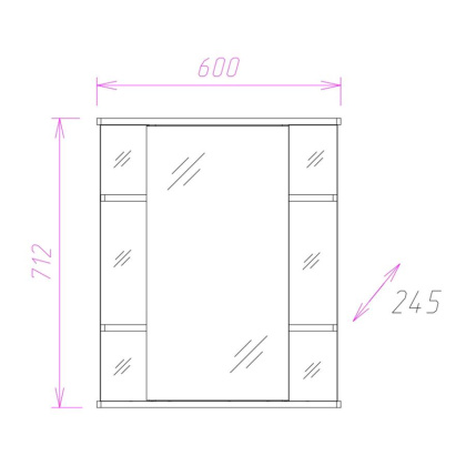 Шкаф-зеркало Onika Глория 60 белый, универсальный