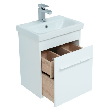 Тумба под раковину Aquanet Августа 50 (Moduo Slim) белый (ручки хром) Тумба под раковину Aquanet Августа 50 (Moduo Slim) белый (ручки хром)