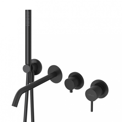 LEAF-VDIM3-D-L-BIO Встраиваемый смеситель для ванны и душа с переключателем на 3 выхода, в комплекте с ручным душем, исполнение Белый матовый