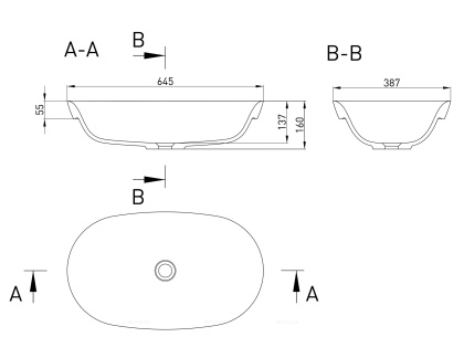 Раковина накладная Salini GLORIA 305 покраска по RAL  полностью