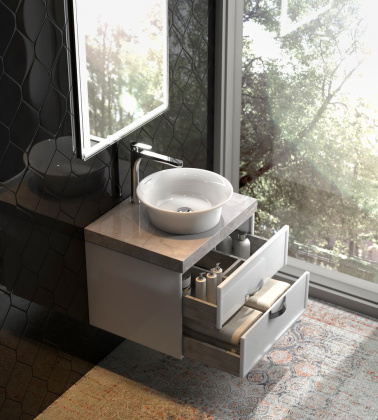 Тумба CANALETTO подвесная с ящиками 60, белая глянцевая