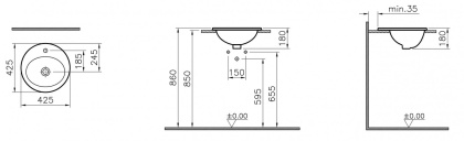 S20 Накладная раковина 43cm-цвет белый