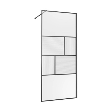 Душевая перегородка Walk-In VSW-1HC800CFGM, 800*2000, вороненая сталь, стекло прозрачное/рифленое