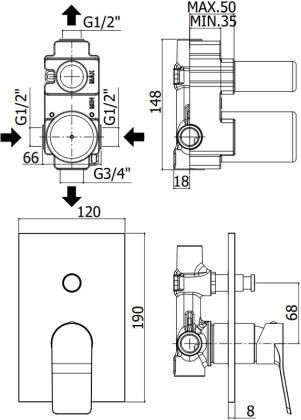 Смеситель для душа Paffoni Tilt TI015ST/M (с внутренней частью) Смеситель для душа Paffoni Tilt TI015ST/M (с внутренней частью)