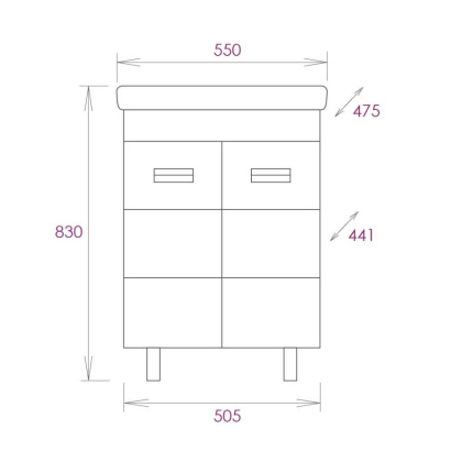 Тумба Onika Балтика-Квадро 55 напольная, белая (ум.Тигода 55)