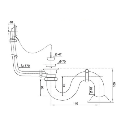 Слив-перелив для ванны Wirquin (бронза), шт