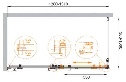 STYLUS-O-M-AH-1-160/100-C-Cr Душевой уголок