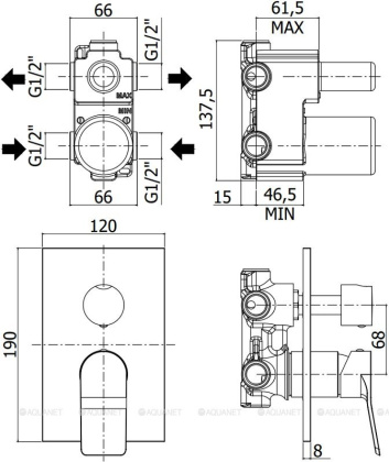 Смеситель для душа Paffoni Tilt TI018CR (с внутренней частью) Смеситель для душа Paffoni Tilt TI018CR (с внутренней частью)
