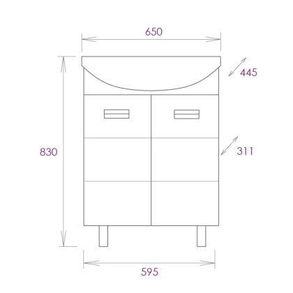 Тумба Onika Балтика 65 напольная, белая (ум. Балтика 65/ум. Элеганс 65)