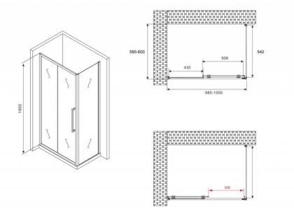Душевой уголок ABBER Schwarzer Diamant AG30100H-S60