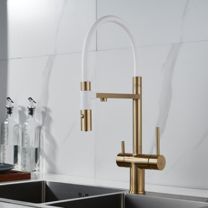 Смеситель для кухни с гибким изливом ROSE R958 R958G Смеситель для кухни с гибким изливом ROSE R958 R958G