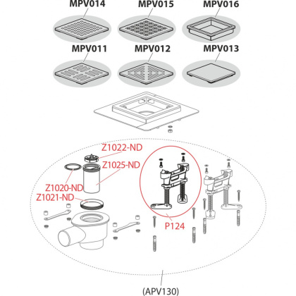 Сливной трап из нержавеющей стали 130×130 мм боковой сток, без pешетки, гидрозатвор мокрый