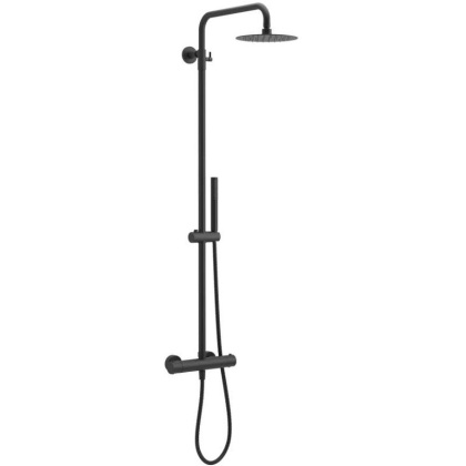 Термостатическая душевая система наружного монтажа EXCELLENT Rain Termo Round ARAC.SY.107BL (черная)