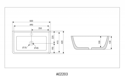 Раковина Abber Rechteck 50х42 AC2203