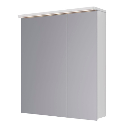Шкаф зеркальный Lemark ZENON 70х80см 2-х дверный, с козырьком-подсветкой, с розеткой, цвет корпуса: Белый глянец