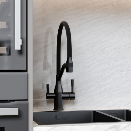Смеситель для кухни SANCOS Orta с возможностью подключения фильтра для воды, цвет матовый черный, арт. SC4008MB
