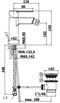 Смеситель для биде Paffoni Ringo RIN135NO черный матовый Смеситель для биде Paffoni Ringo RIN135NO черный матовый