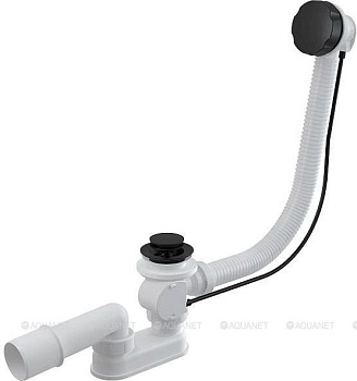 Сифон для ванны автомат комплект, черный-мат