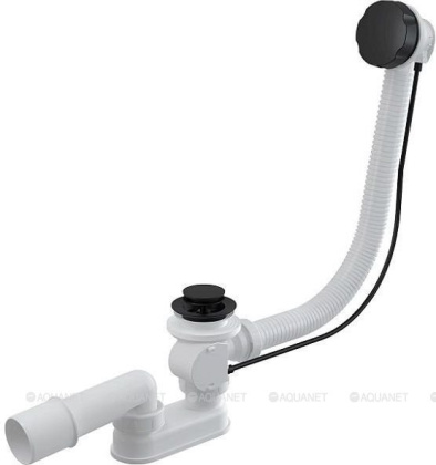 Сифон для ванны автомат комплект, черный-мат