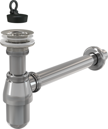 Сифон для умывальника DN32 с донным клапаном 5/4", металл