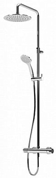 LEAF-CDA-30-01 Душевая стойка телескопическая, с верхним и ручным душем, верхний душ диаметр 300 мм металл, исполнение хром