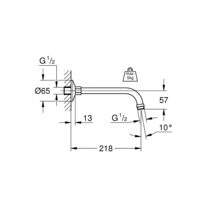 Душевой кронштейн GROHE Relexa 200 мм, хром (27406000) Душевой кронштейн GROHE Relexa 200 мм, хром (27406000)