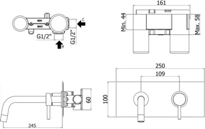 Смеситель для раковины Paffoni Light LIG103NO/M (с внутренней частью) Смеситель для раковины Paffoni Light LIG103NO/M (с внутренней частью)