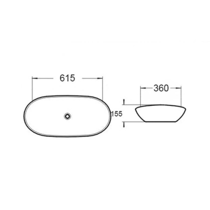 Раковина керамическая Vincea VBS-508, 615*360*155, накладная, цвет белый