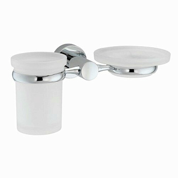 Держатель стакана и мыльницы Donau, 20,5х9,5х11,5 см, хром и белый, K-9426