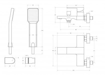 ROMANO Смеситель для ванны и душа, хром ROM-VAS-CRM